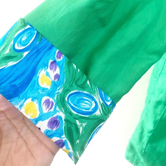 1980s green thin poly oversized blazer by Tan Jay - Picture 2 of 4